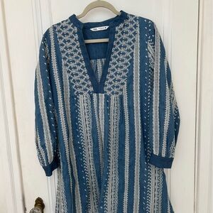 Zara Denim Blue Dress with White Detailing